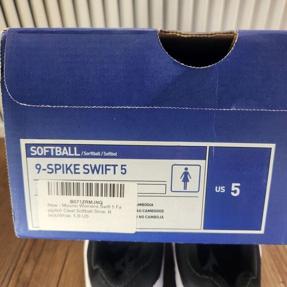 Mizuno 9-Spike Swift Womens Size 5 Black White Metal Softball Cleats 320554.9000 - Picture 11 of 11